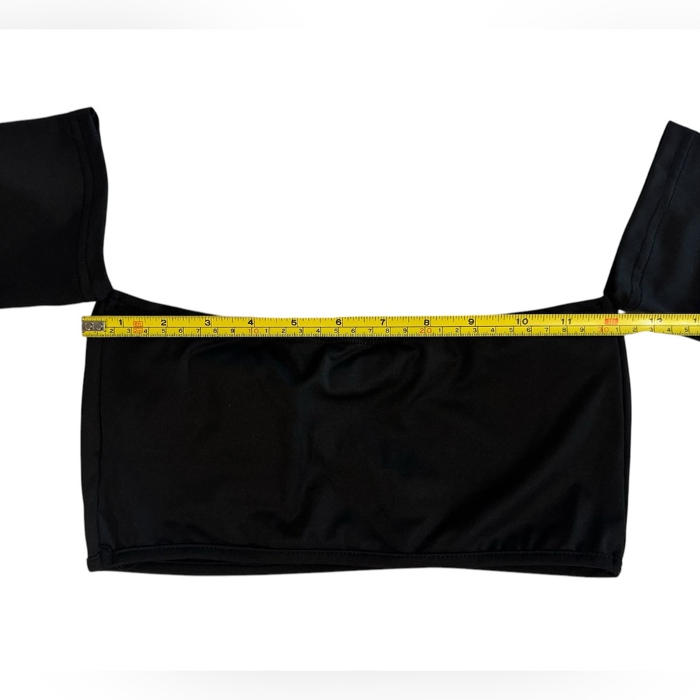 SHEIN cold shoulder black crop top size petite XS NEW - Picture 4 of 7